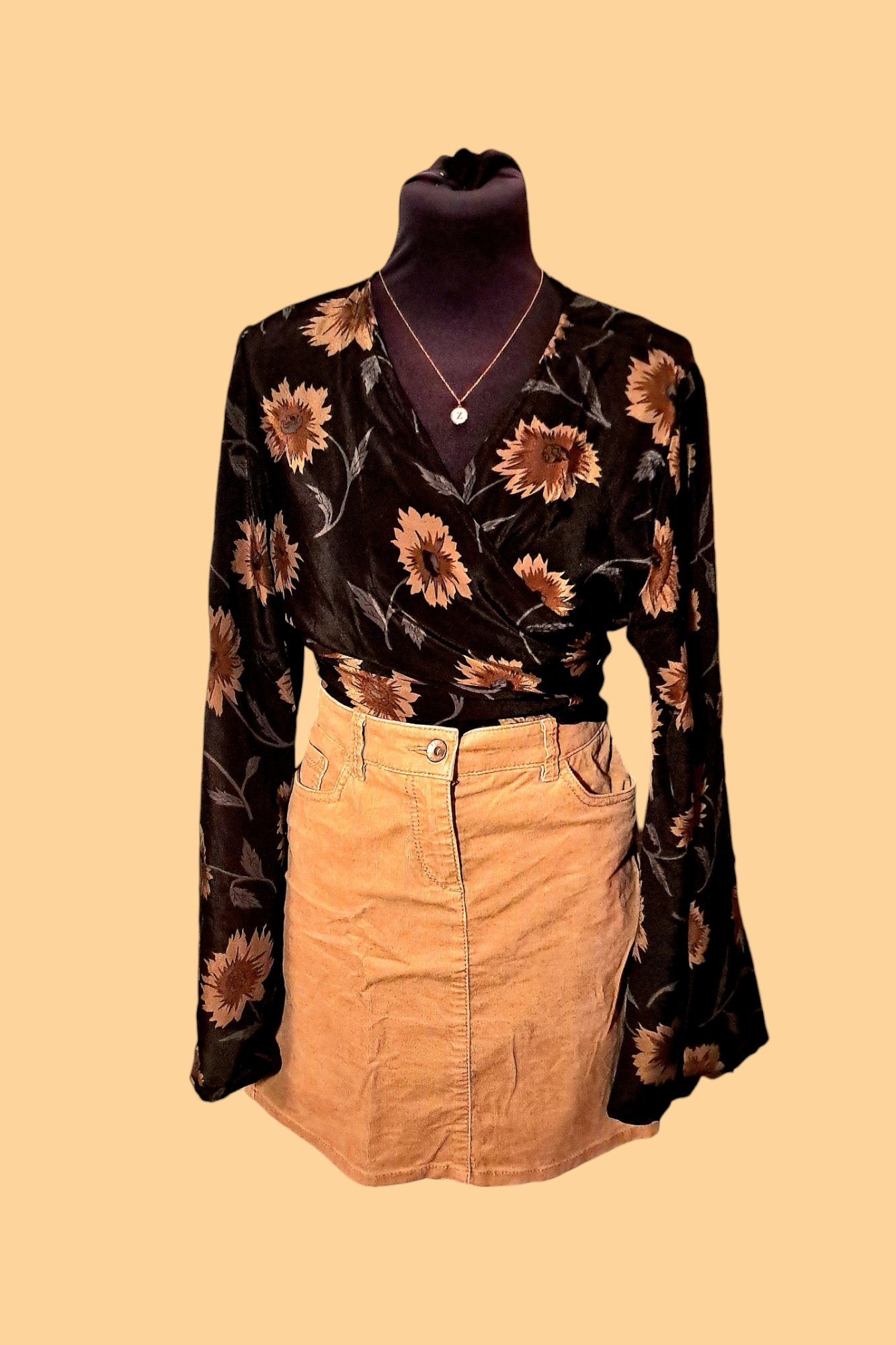 Vlindermouw top zwart/bloem