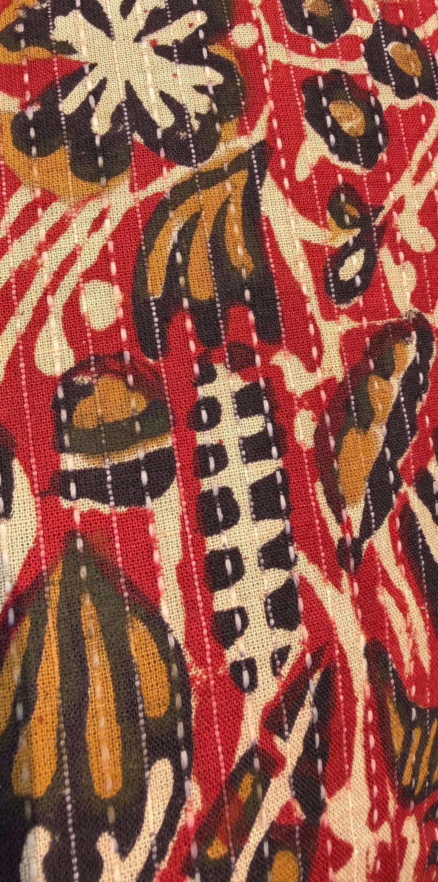 Kantha tas rood/zwart