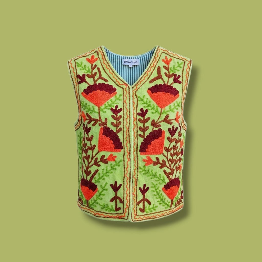 Suzani gilet appelgroen
