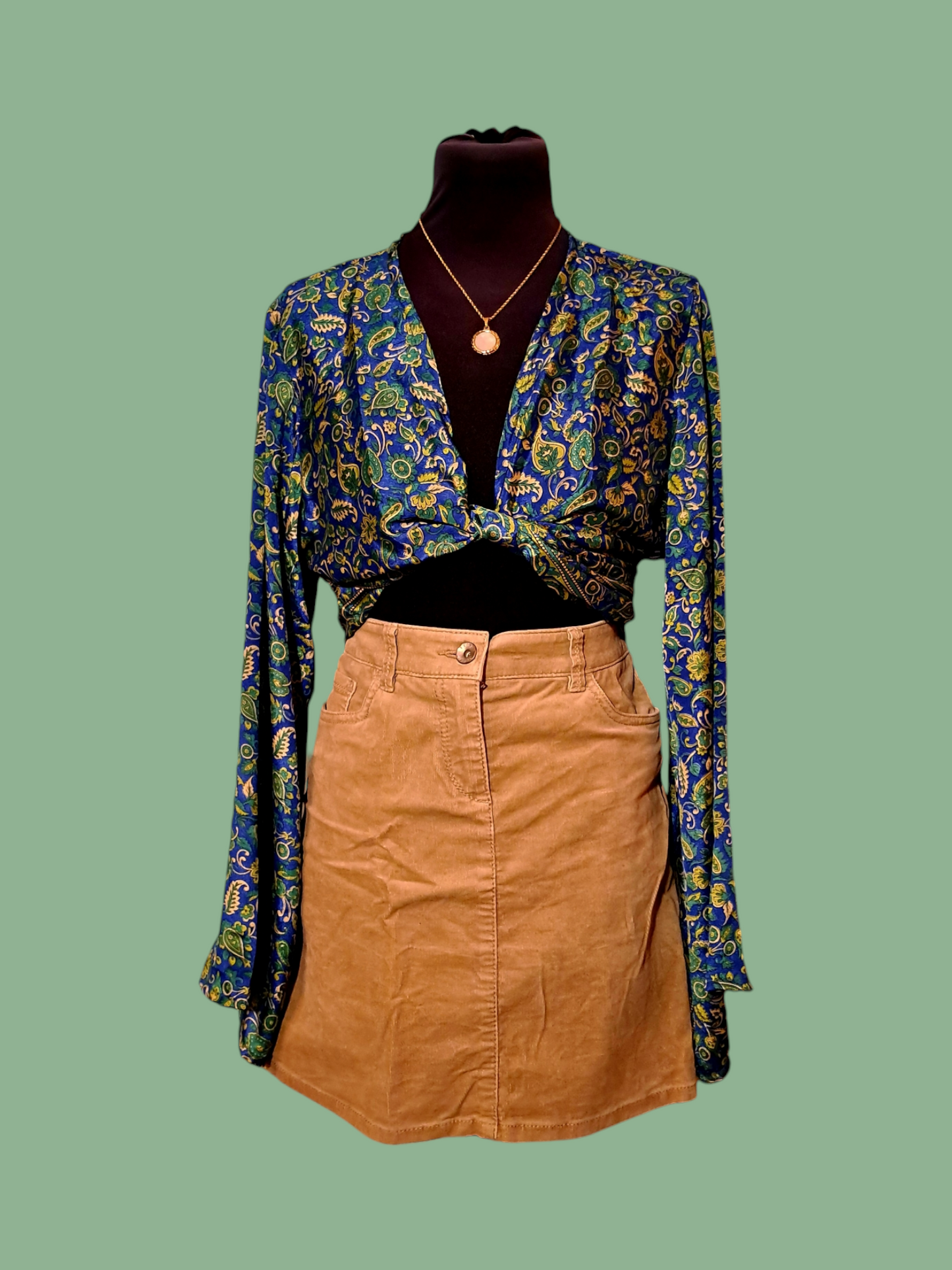 Vlindermouw top blauw/groen
