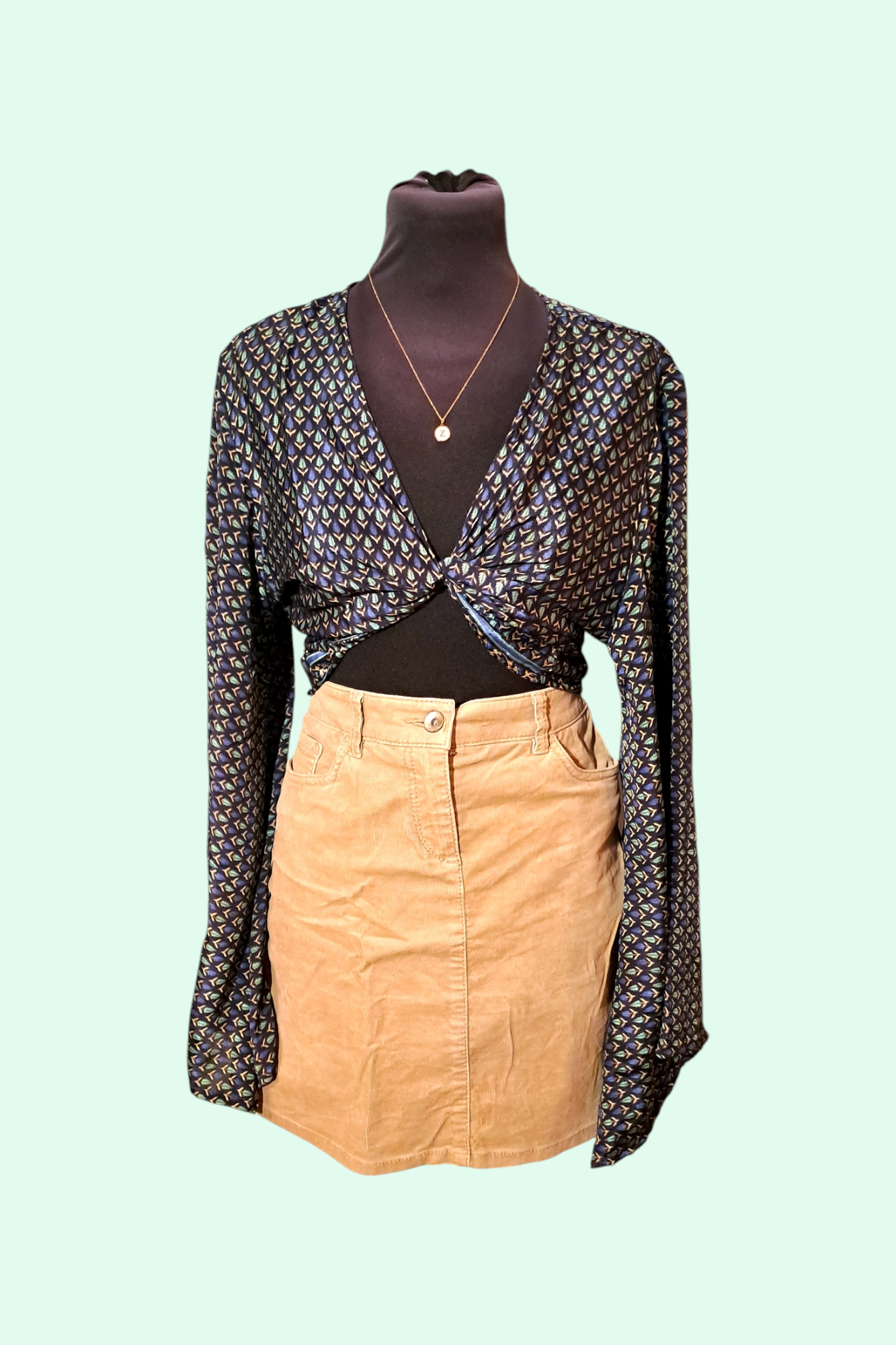Vlindermouw top blauw/turquoise