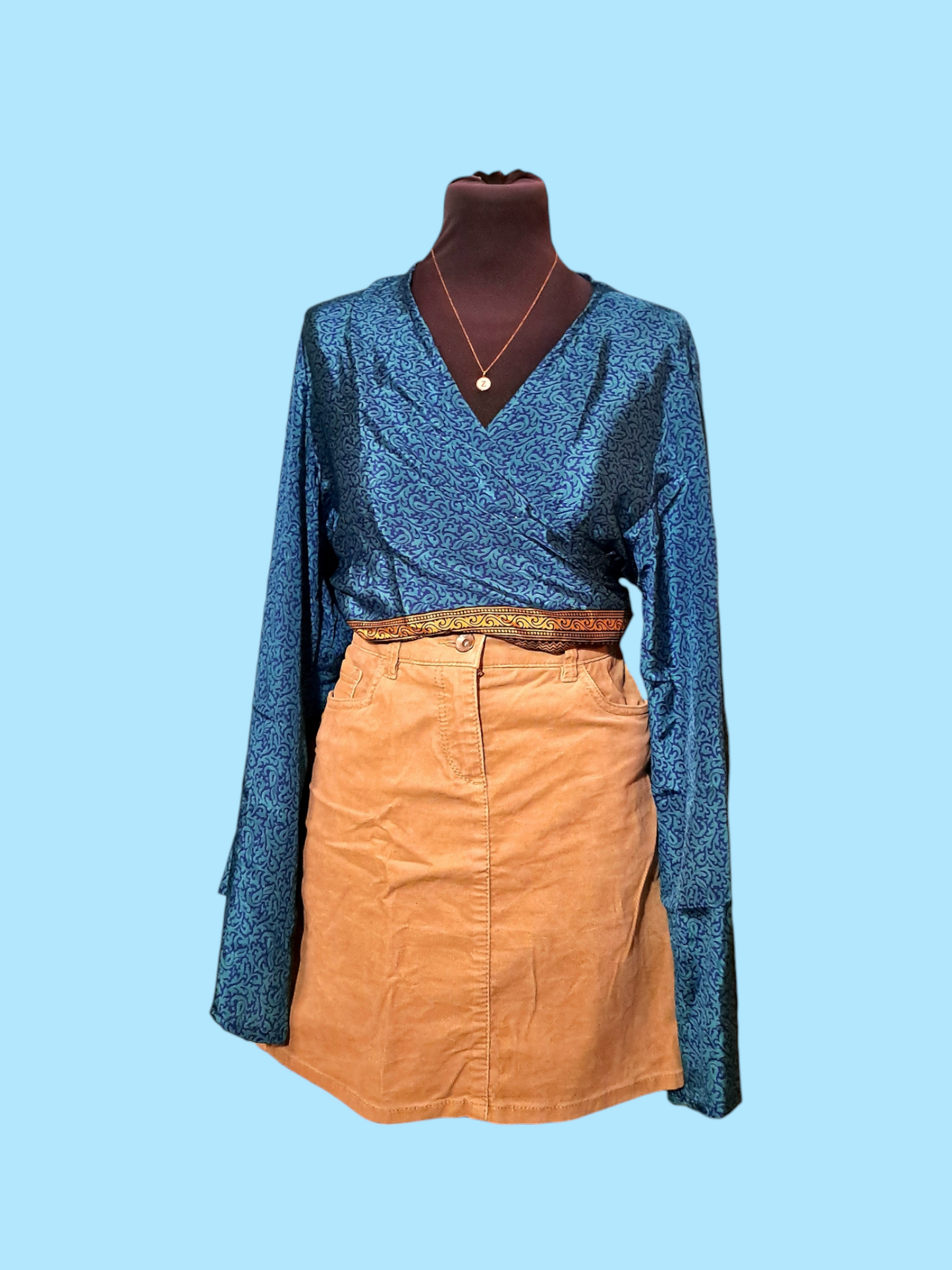 Vlindermouw top blauw