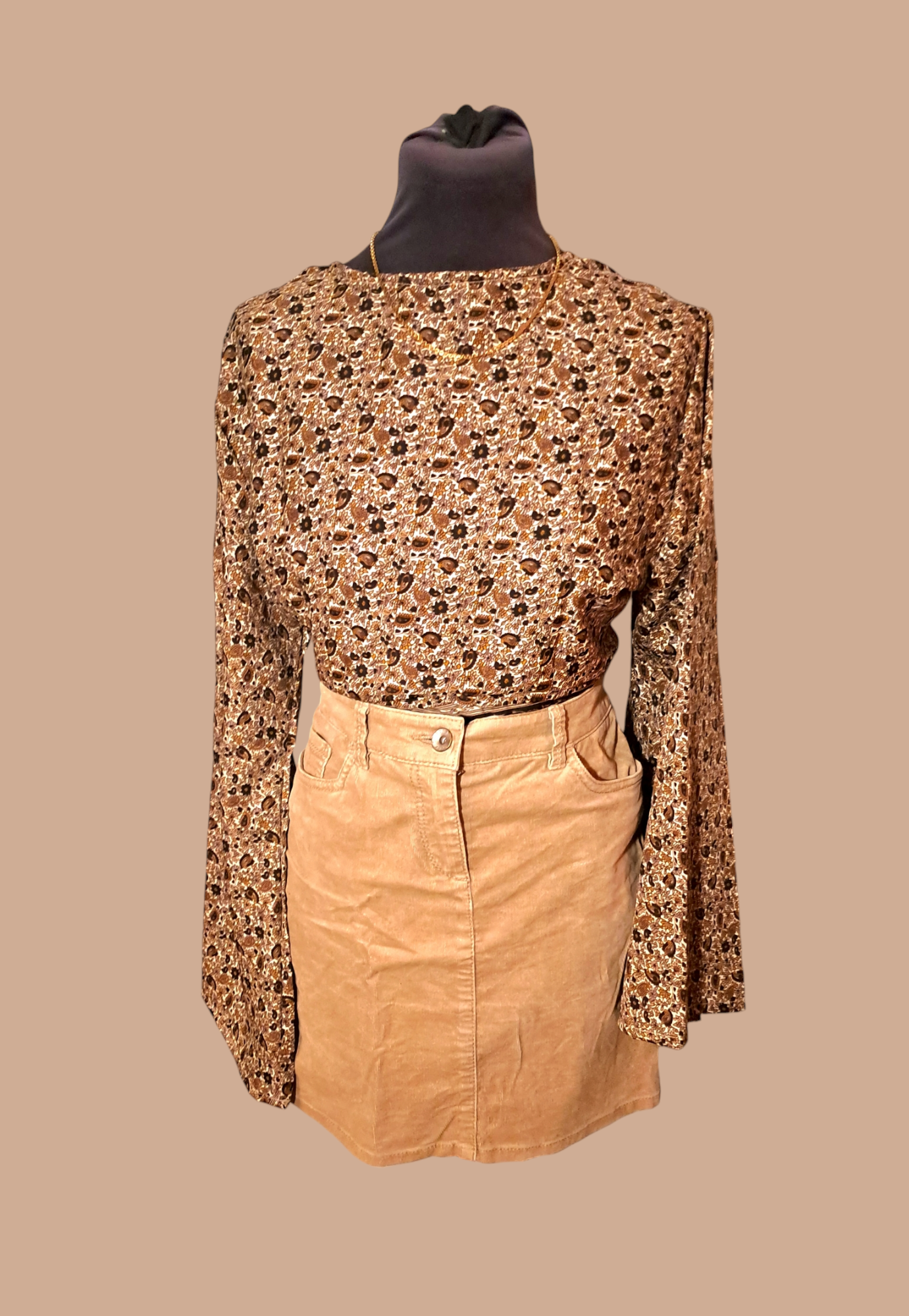 Vlindermouw top beige/wit