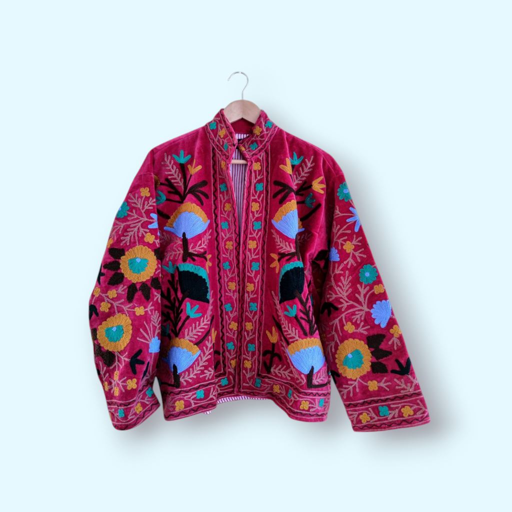 Suzani Velvet jas donkerroze