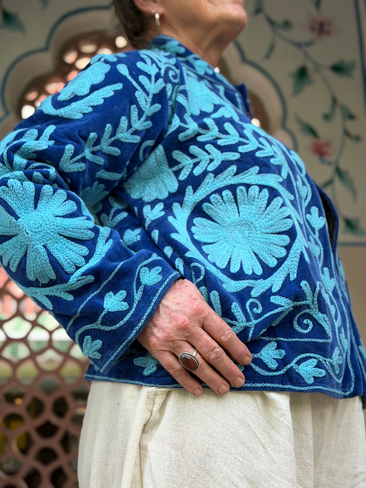 Suzani jas mono blauw