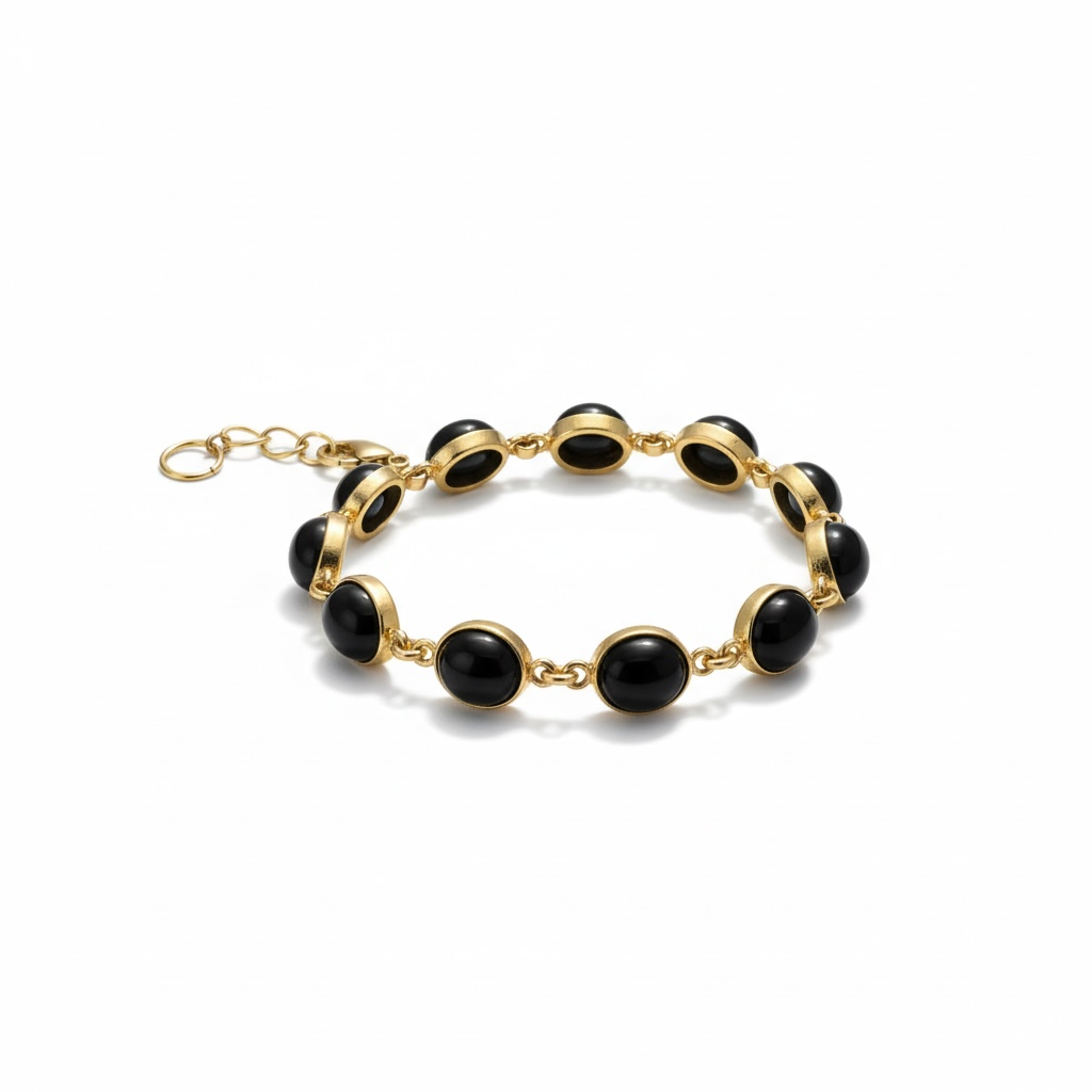 Messing armband zwarte onyx