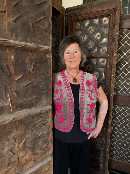 Suzani gilet roze/grijs