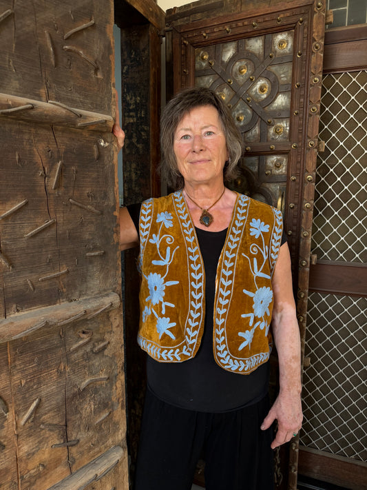 Suzani gilet bruin/blauw