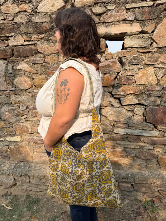 Kantha tas geel/bruin