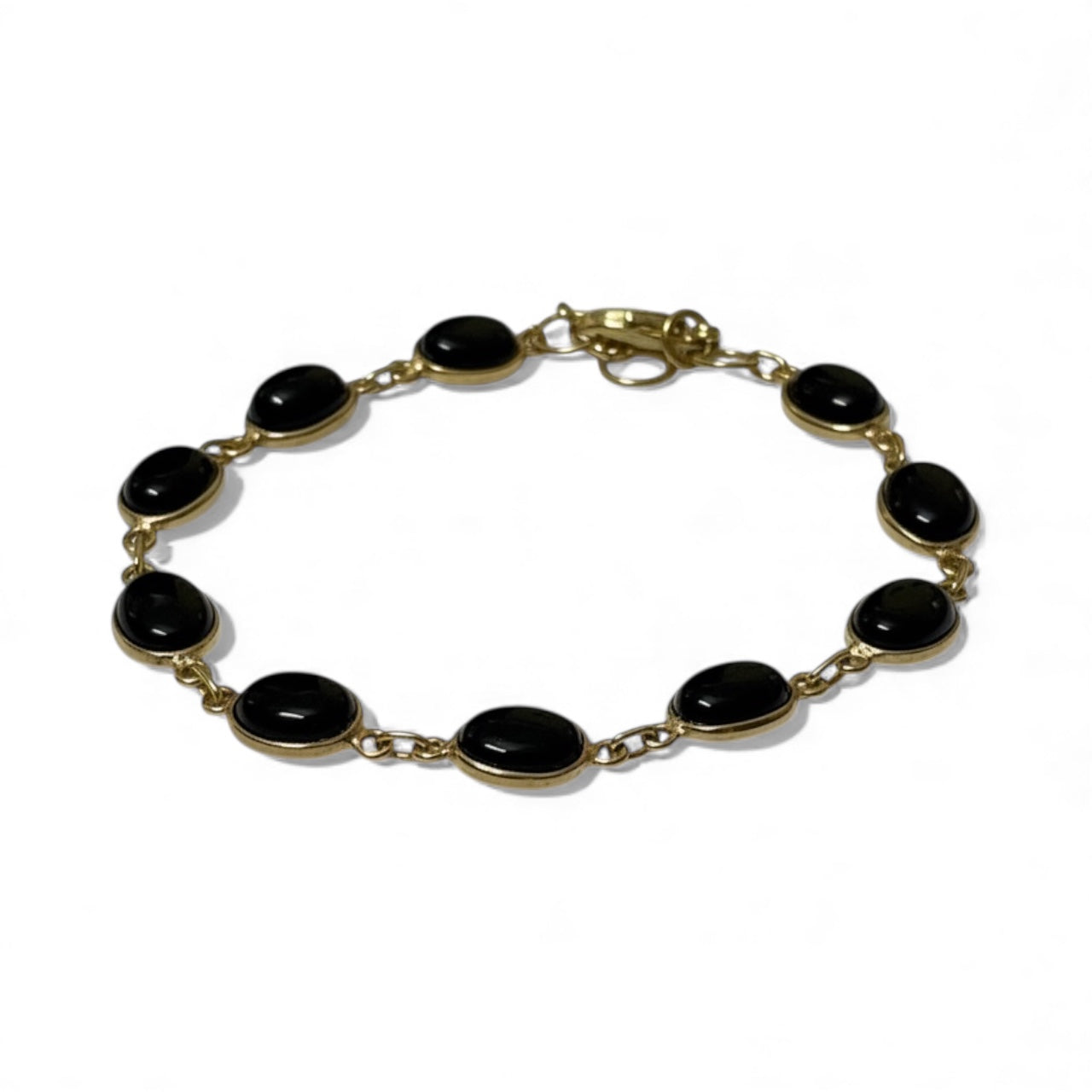 Messing armband zwarte onyx