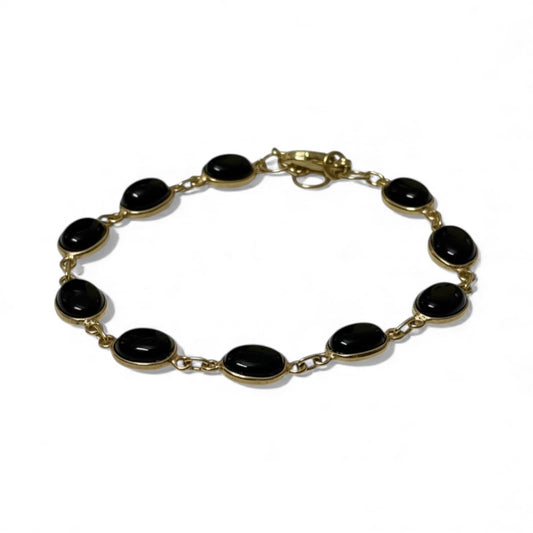 Messing armband zwarte onyx