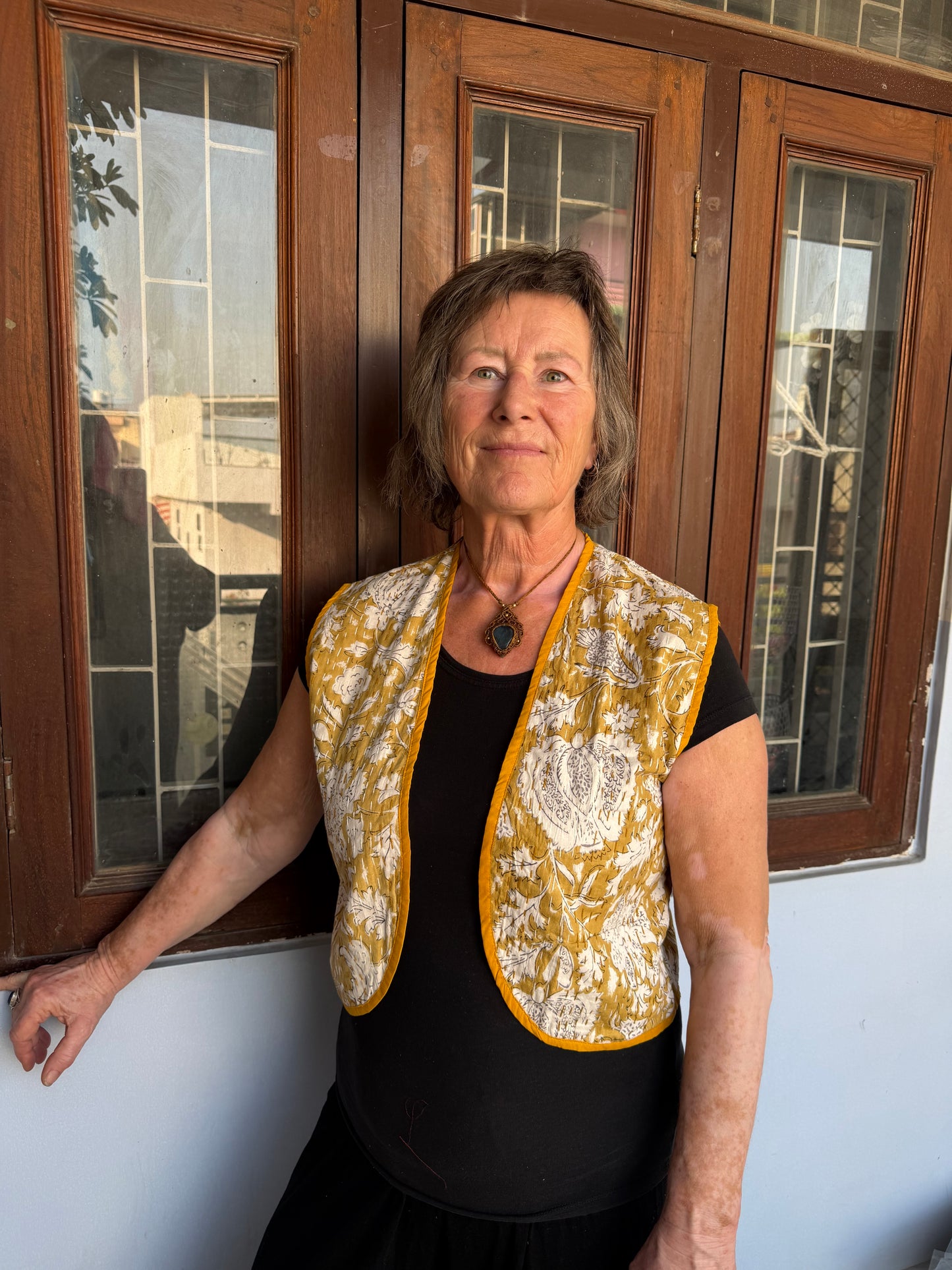 Kantha gilet geel