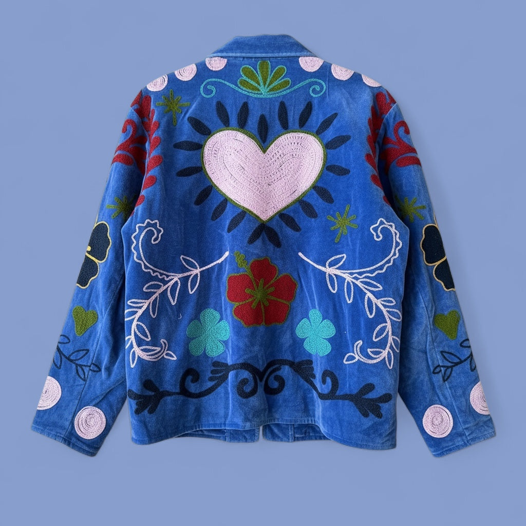 Suzani jas hart blauw
