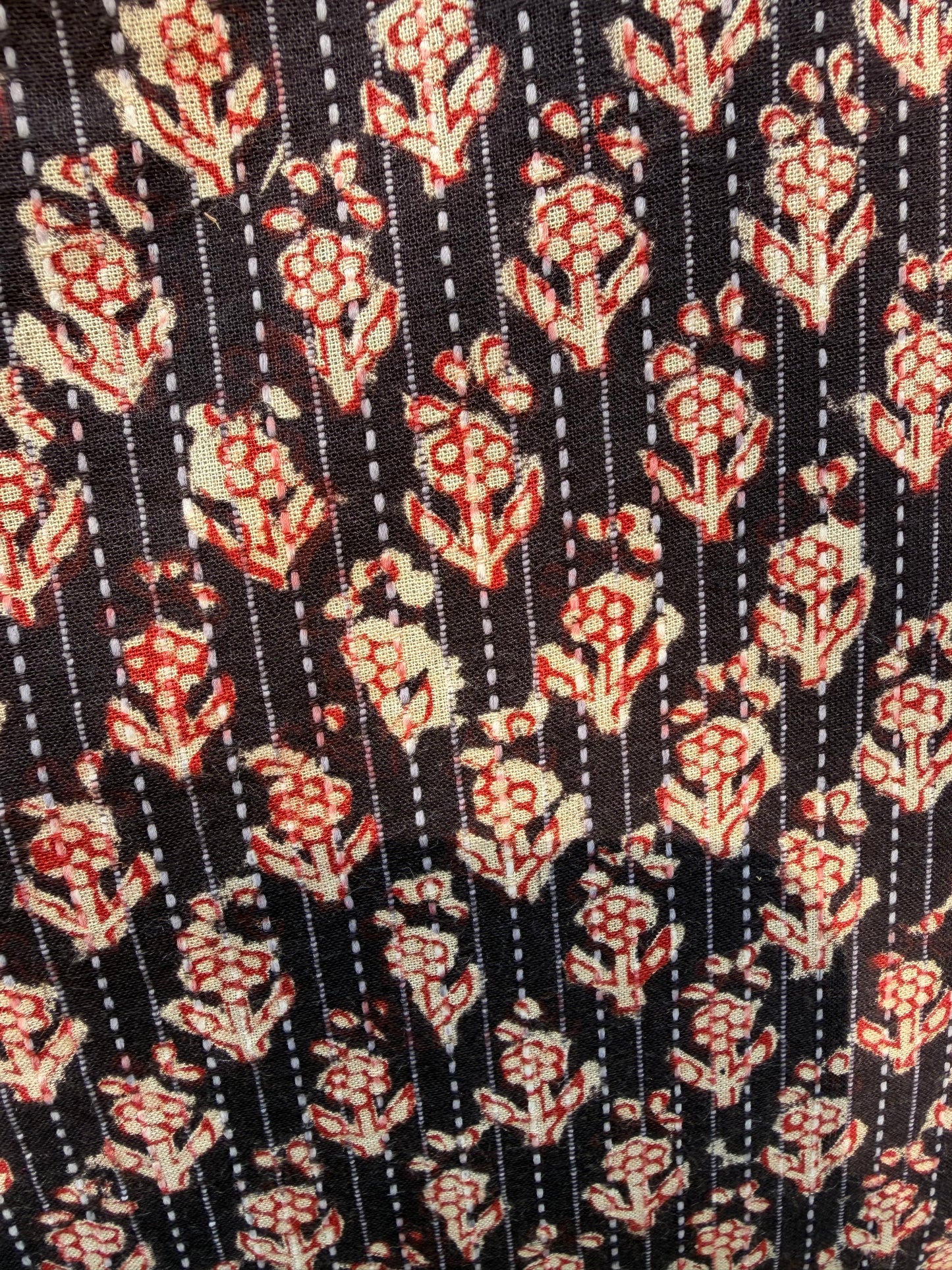 Kantha tas zwart/rood