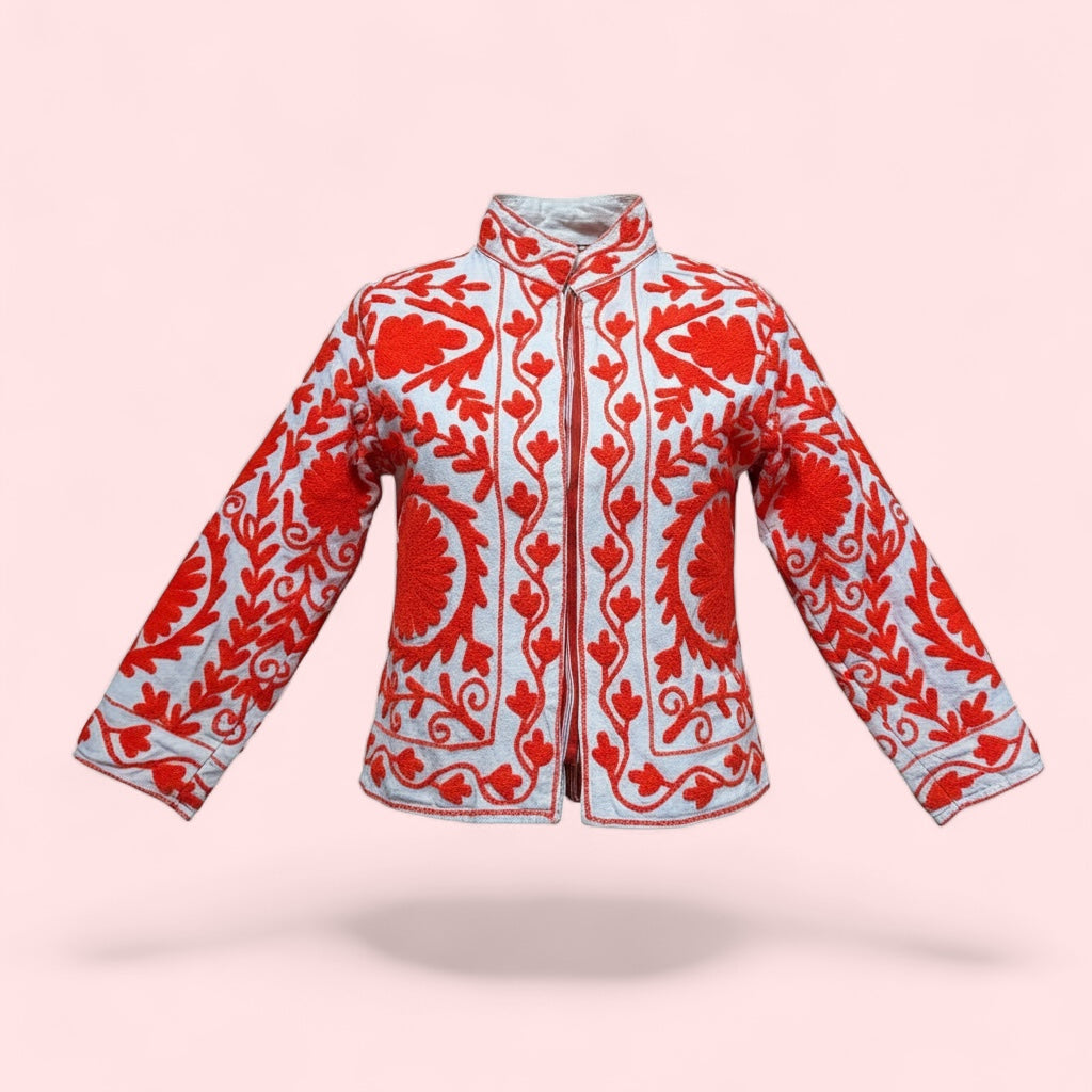 Suzani jas knal oranje/rood
