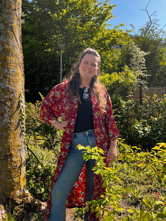Kimono rood/bloem