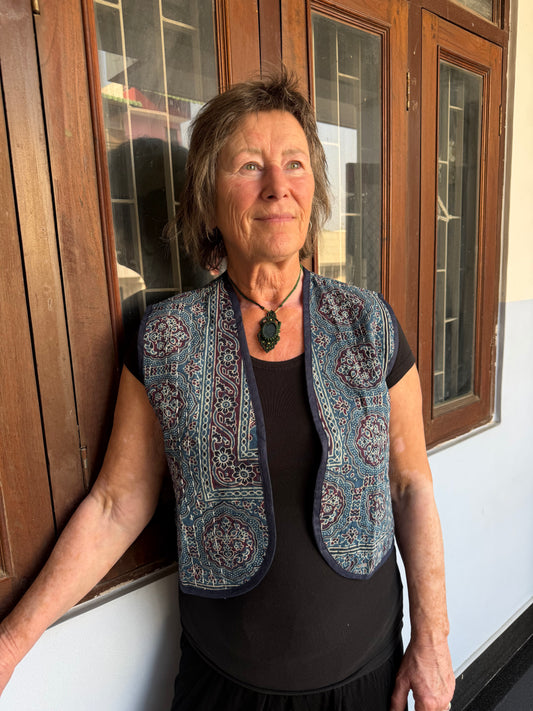 Kantha gilet donkerblauw