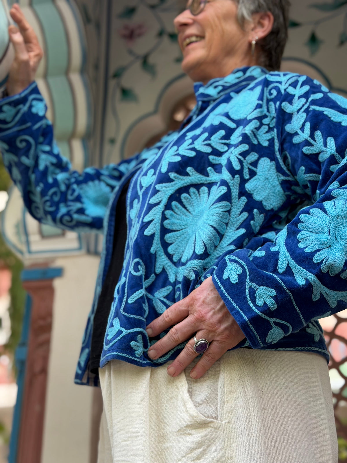 Suzani jas mono blauw