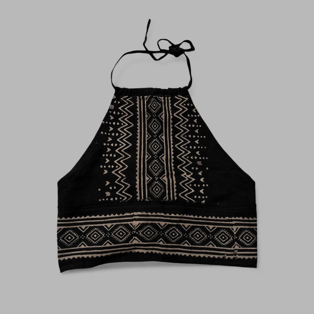 Katoenen haltertop blockprint