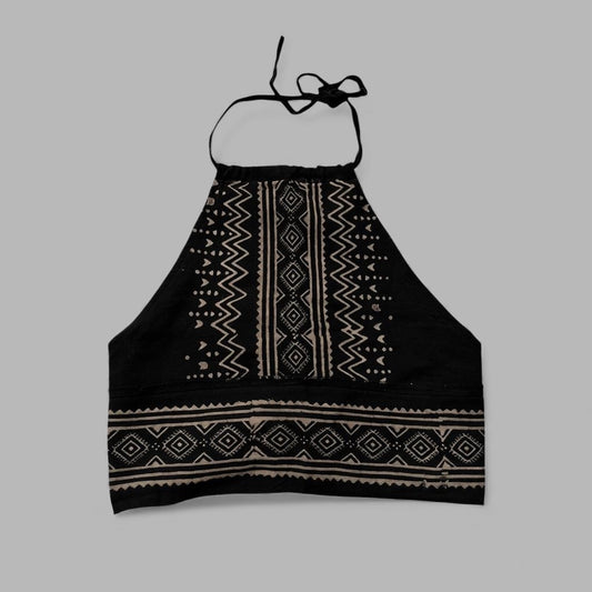 Katoenen haltertop blockprint