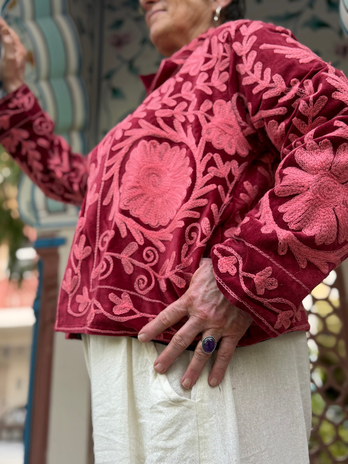 Suzani jas mono bourdeaux