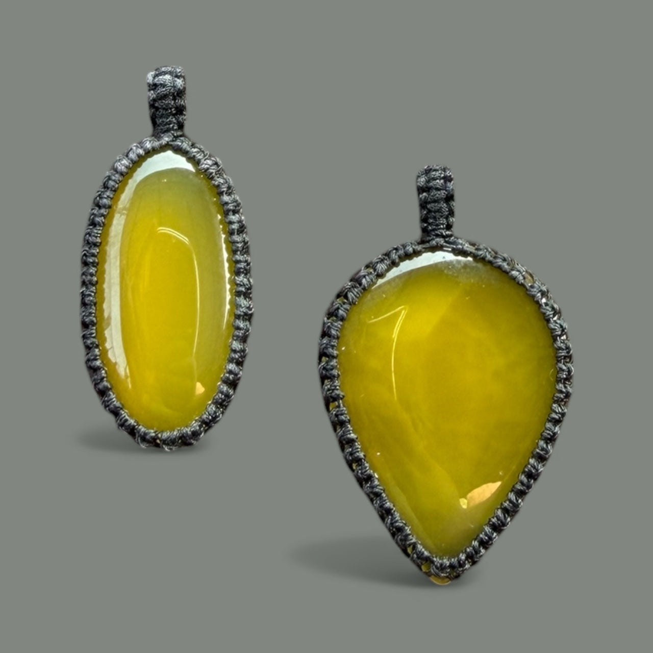 Macramé hanger gele onyx