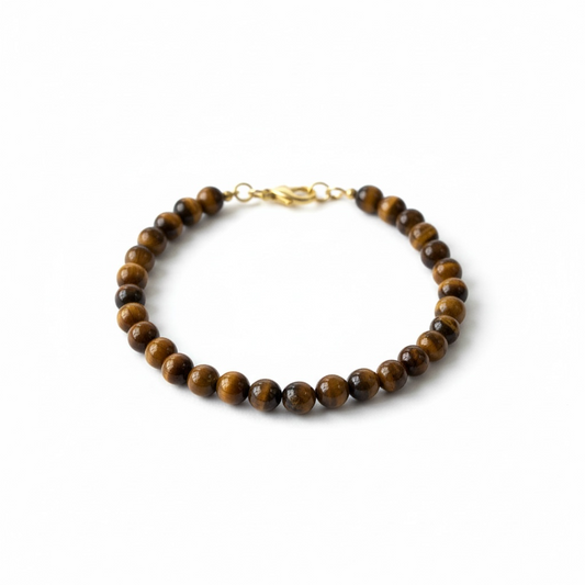 Messing armband natuursteen