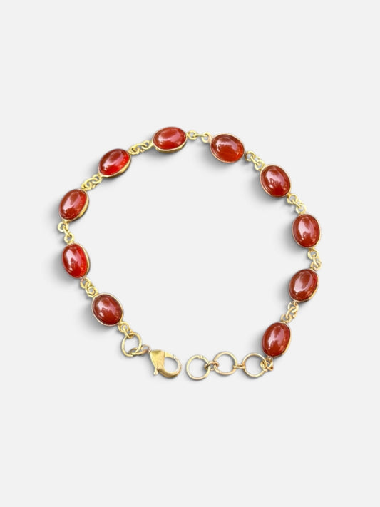 Messing armband natuursteen ovaal
