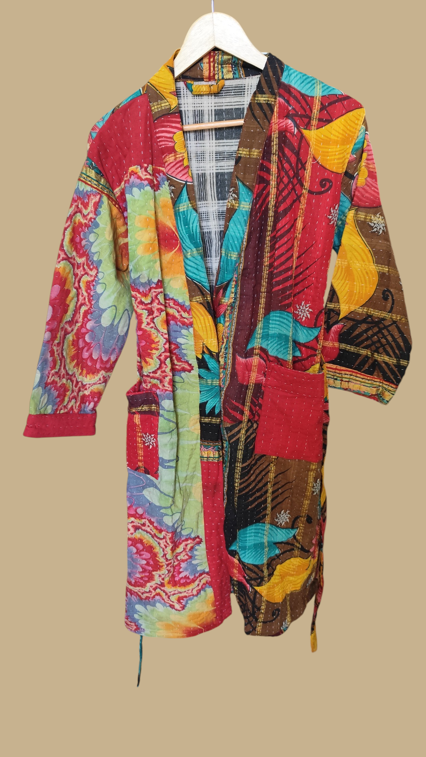 Kantha jas bloemen multi