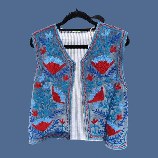 Suzani gilet blauw