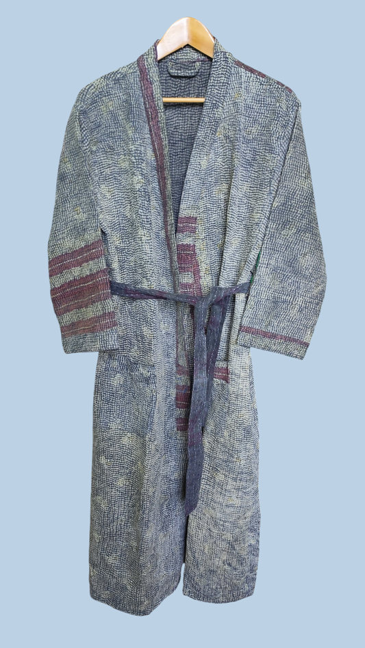 Kantha jas grijs steenrood