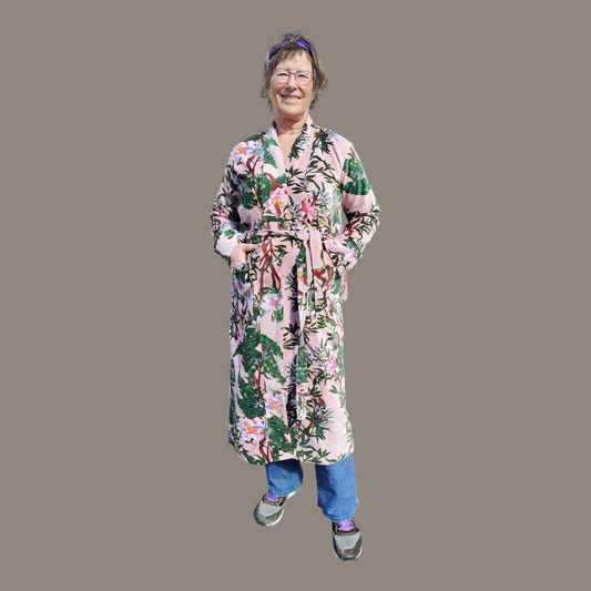 Velvet jas lang lichtroze