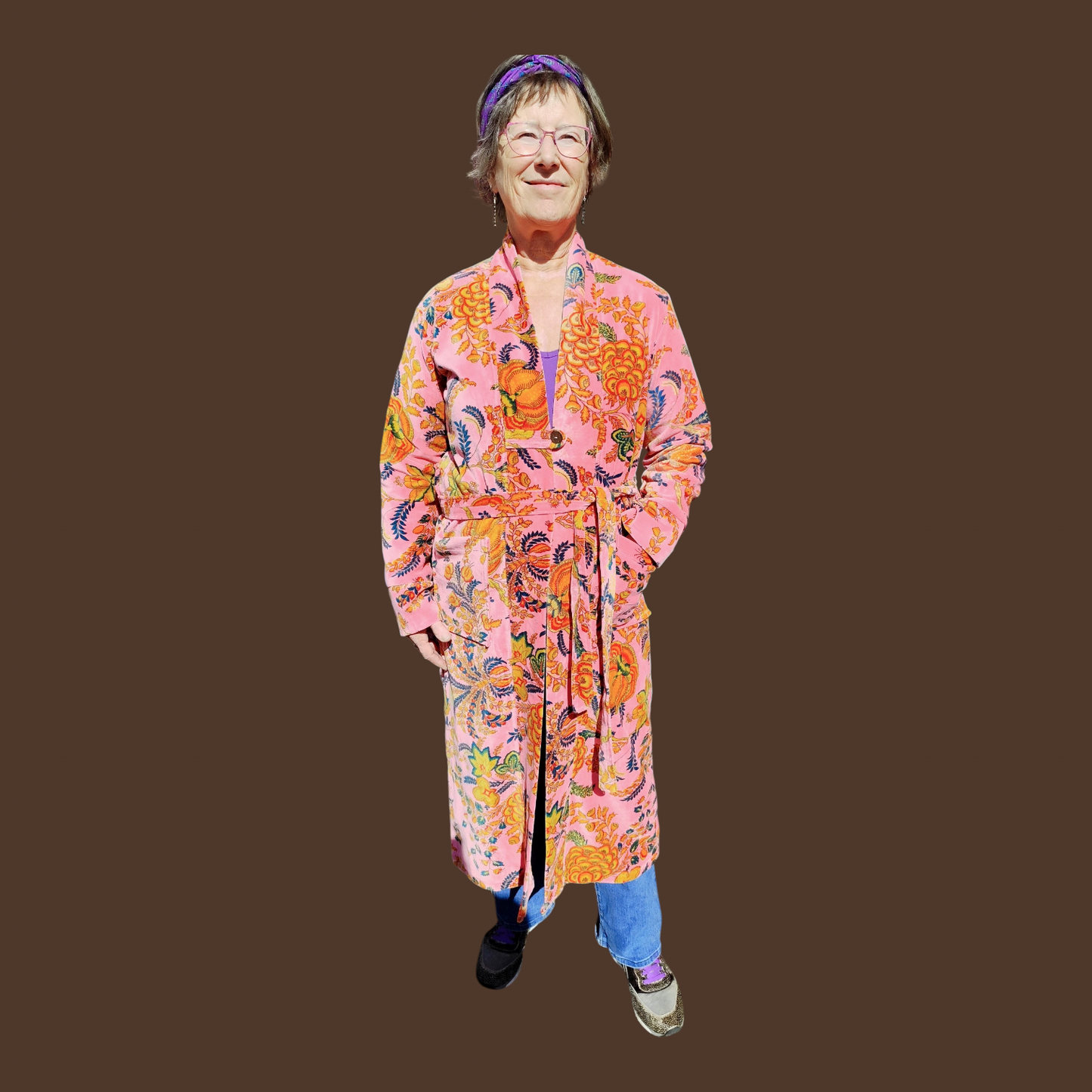 Velvet jas lang oranje