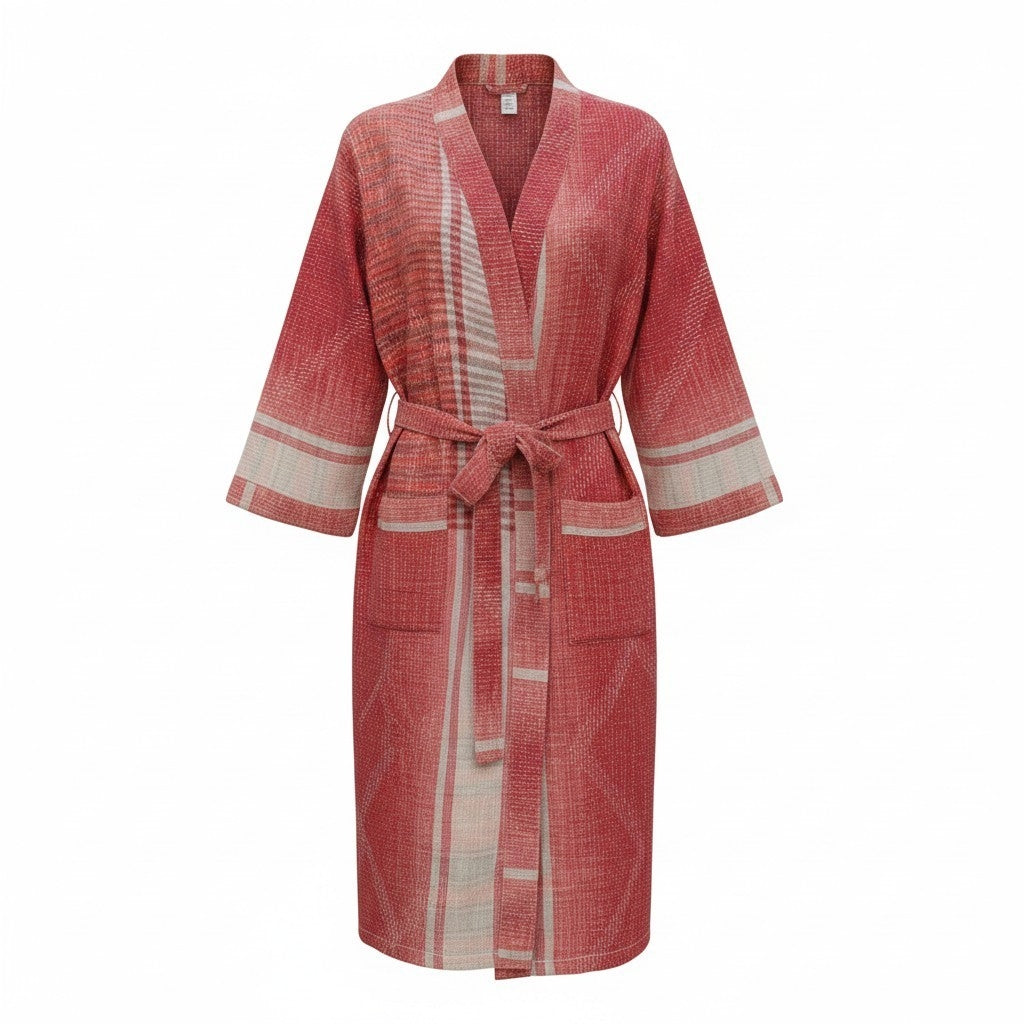 Kantha jas lang rood beige