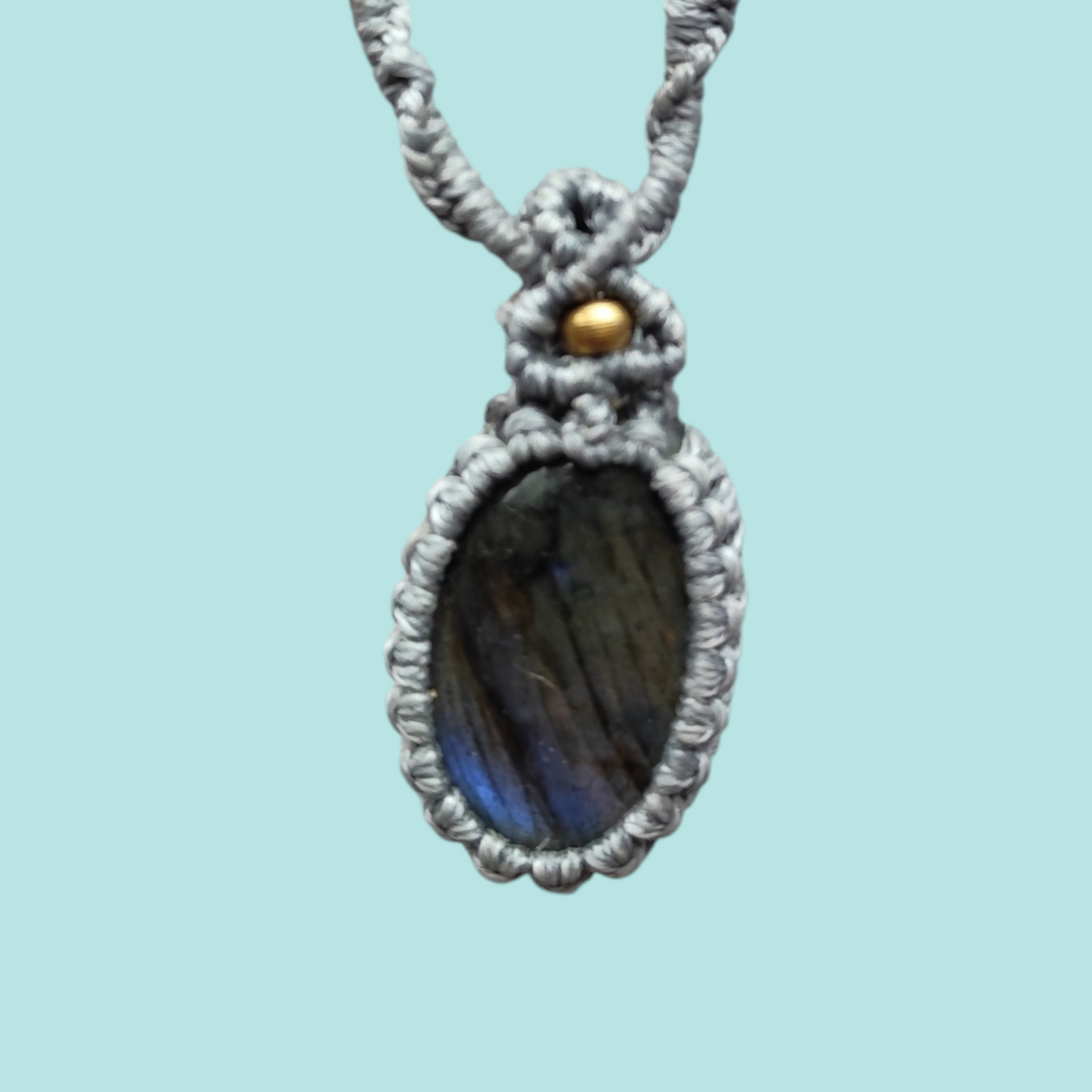 Macramé gekleurde ketting met  labradoriet