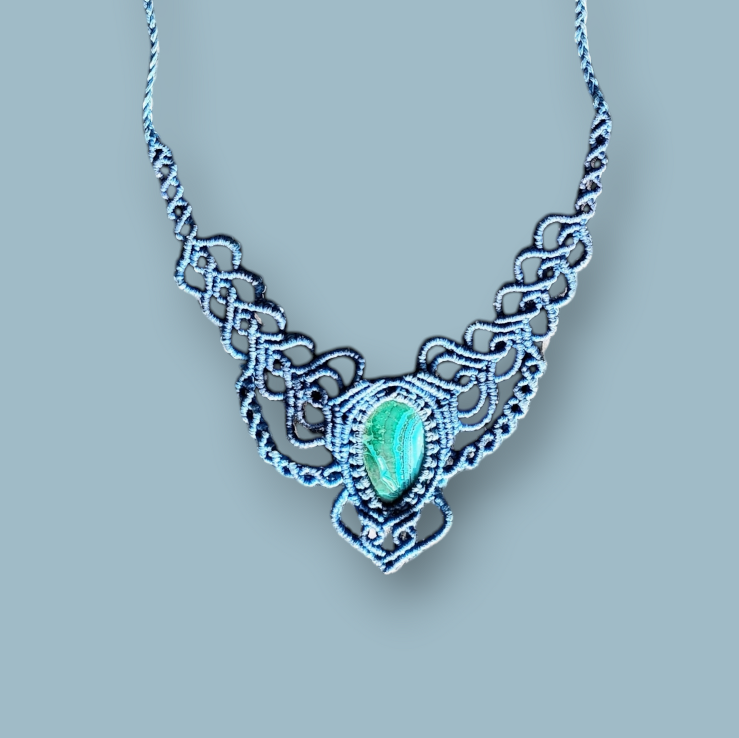 Macramé ketting met amazoniet