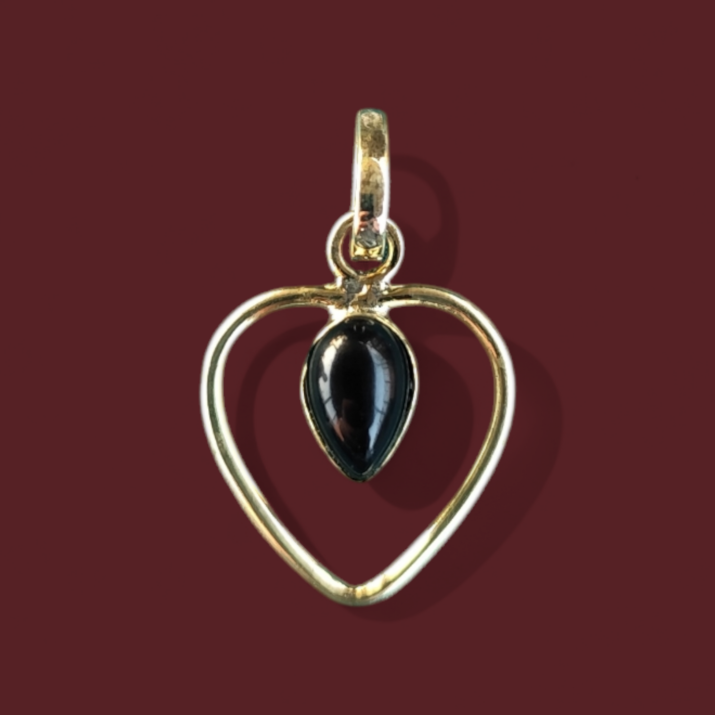 Hanger met natuursteen zwarte onyx of koraal