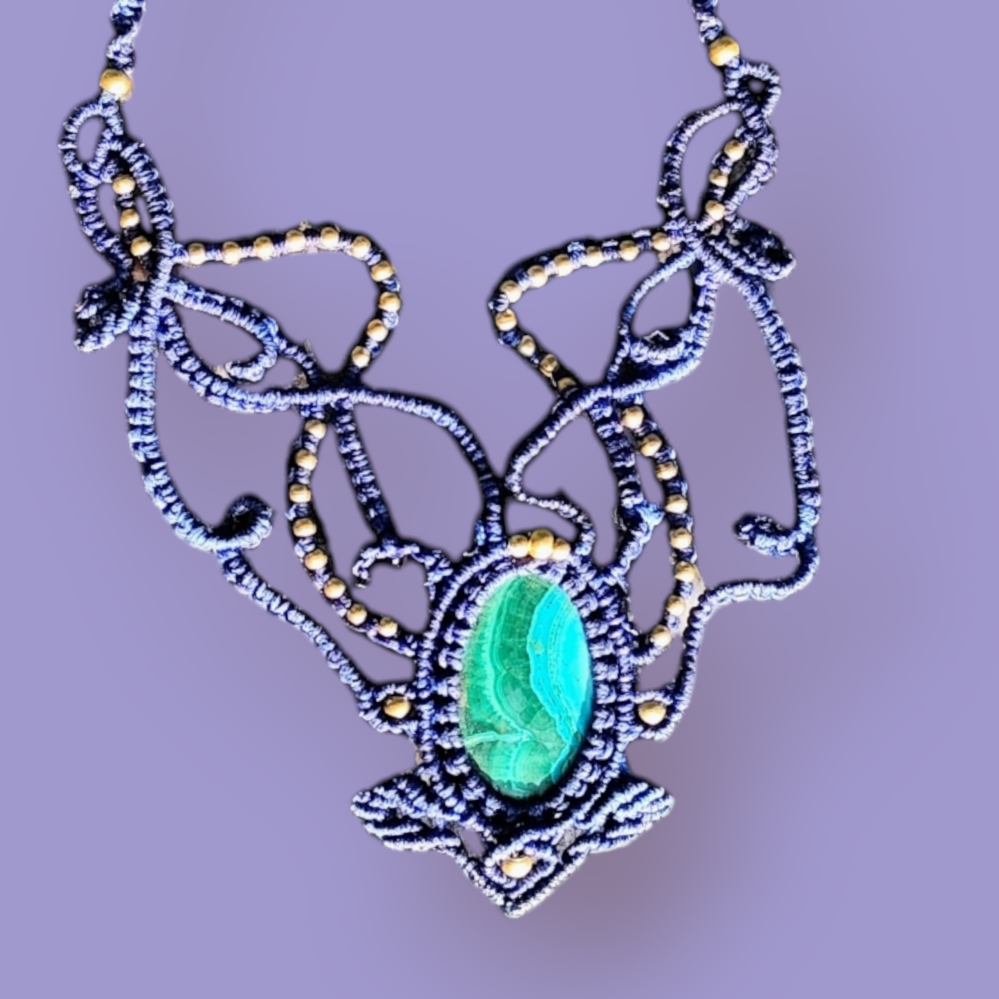 Macramé ketting met amazoniet