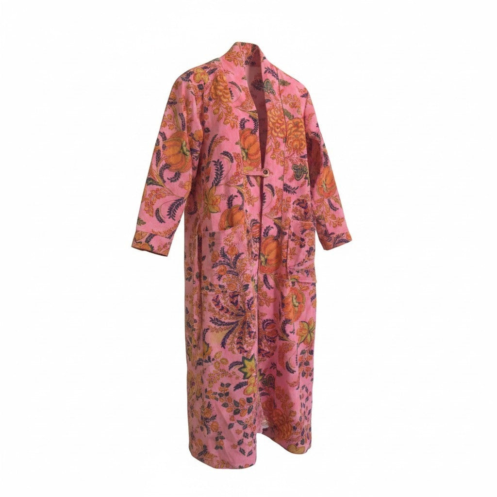 Velvet jas lang fel roze