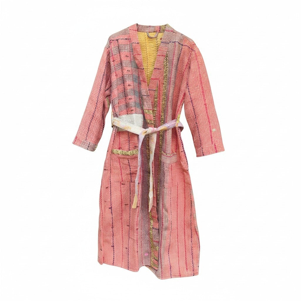 Kantha jas lang zalmkleur