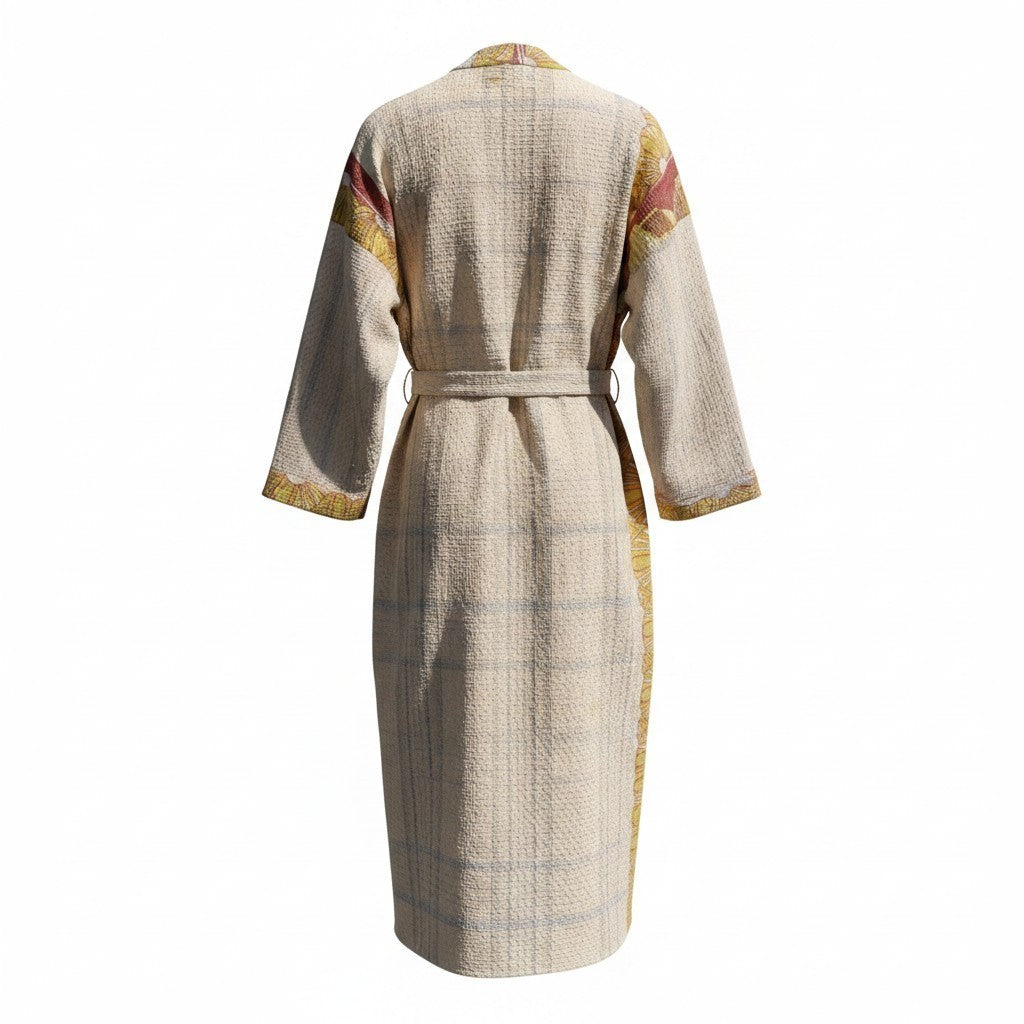 Kantha jas lang lichtbruin