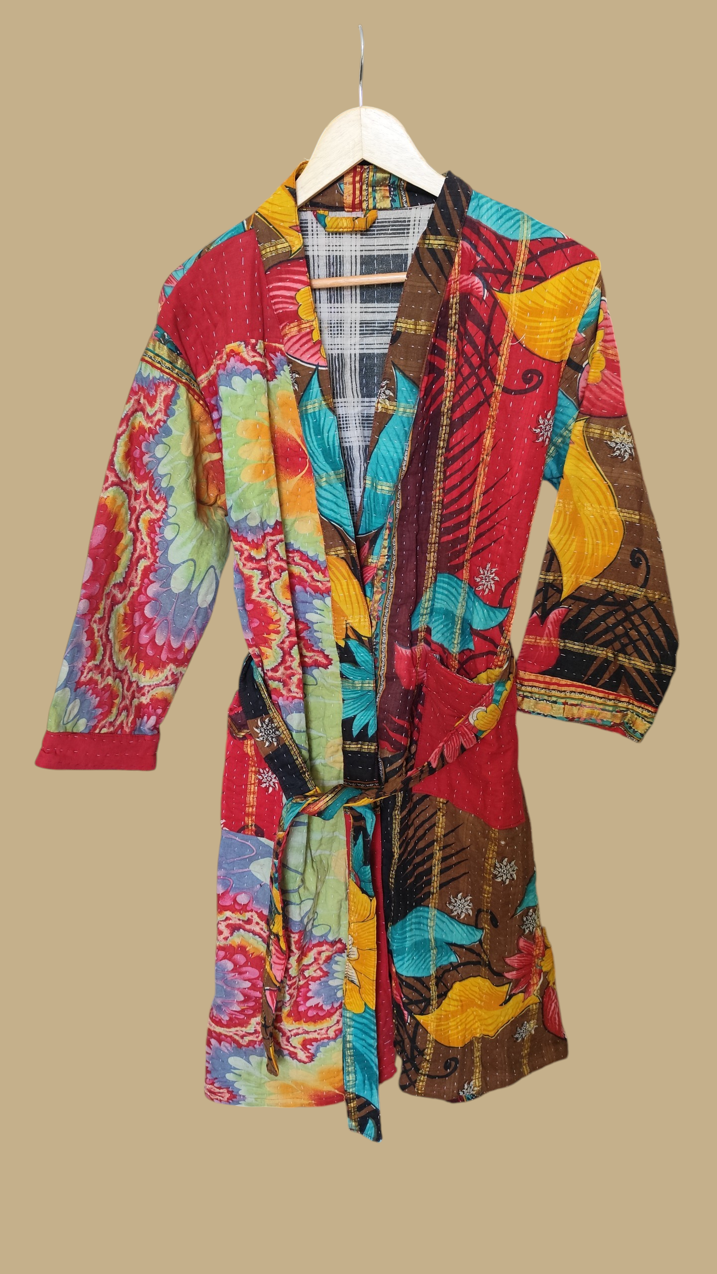 Kantha jas bloemen multi