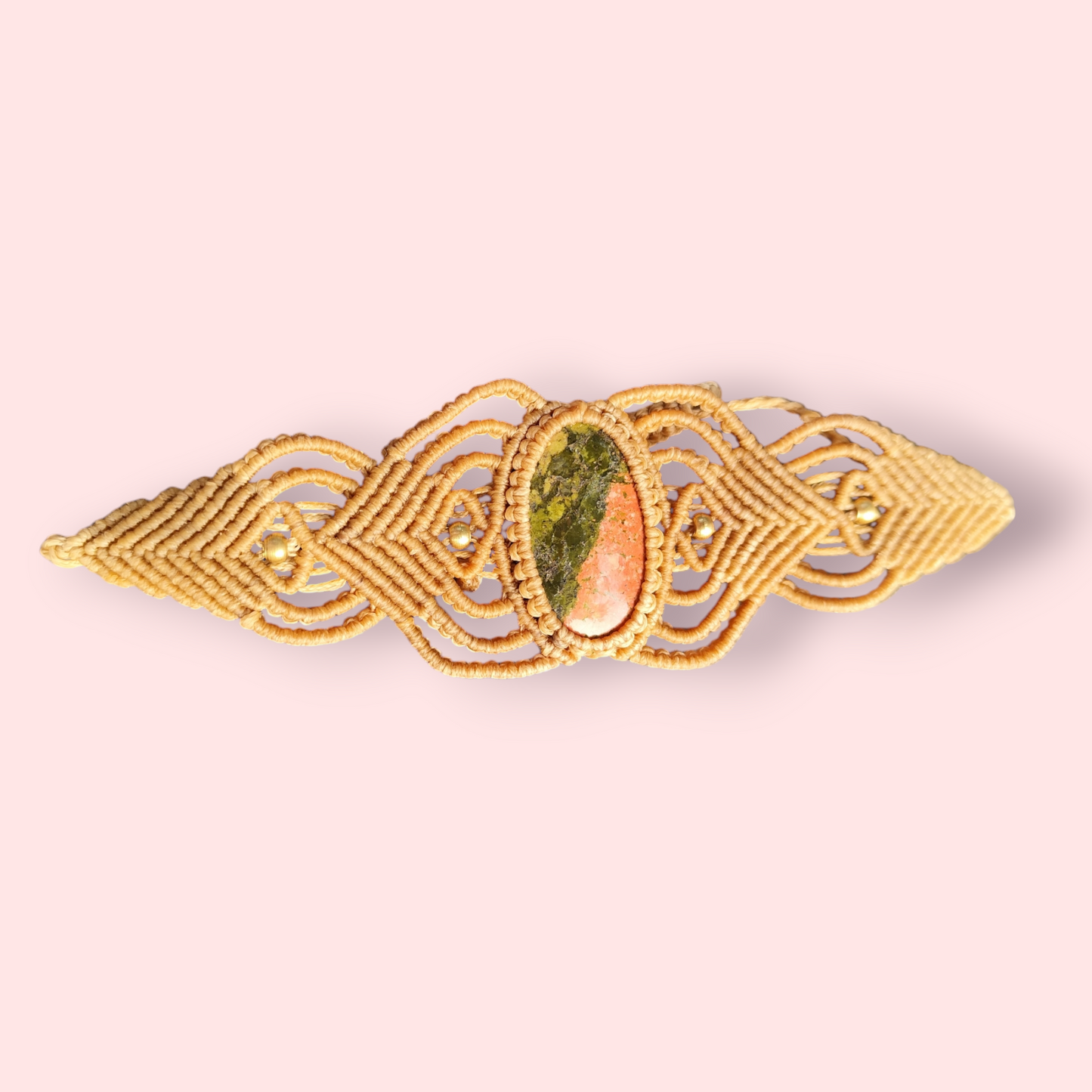 Macrame armband met unakite jaspis steen