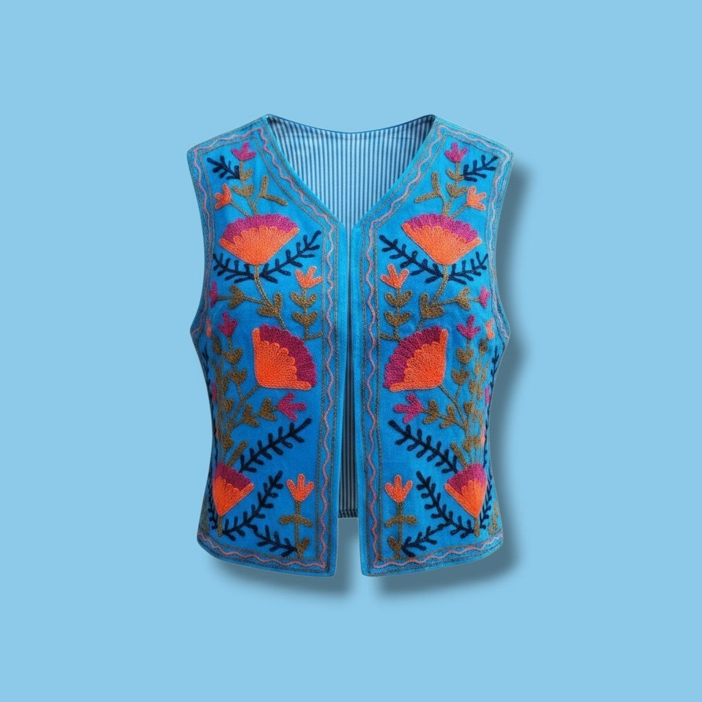 Suzani gilet turqoise