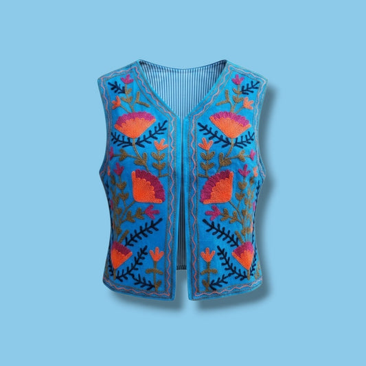 Suzani gilet turqoise