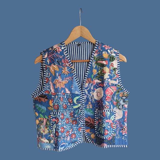 Katoenen gilet met strikbandje