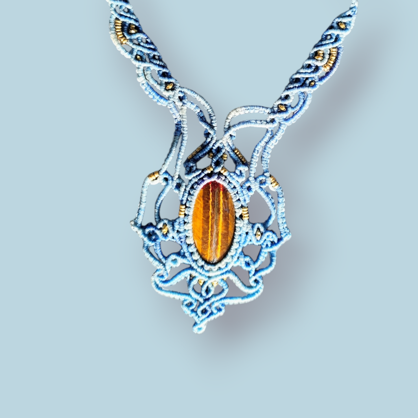 Macramé ketting tijgeroog