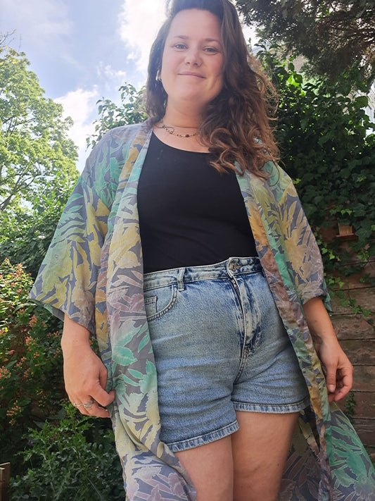 Kimono grijs blauw