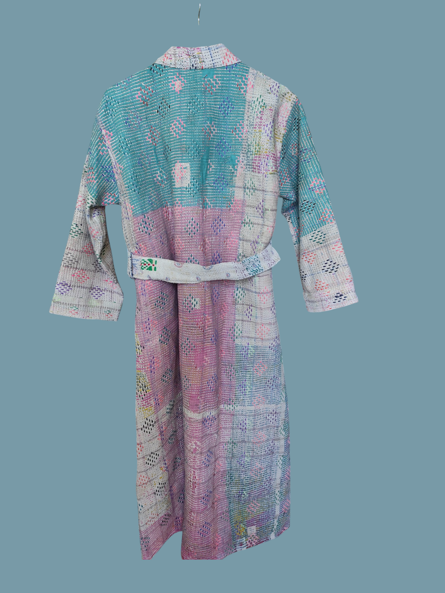 Kantha jas grijs, turquoise, paars