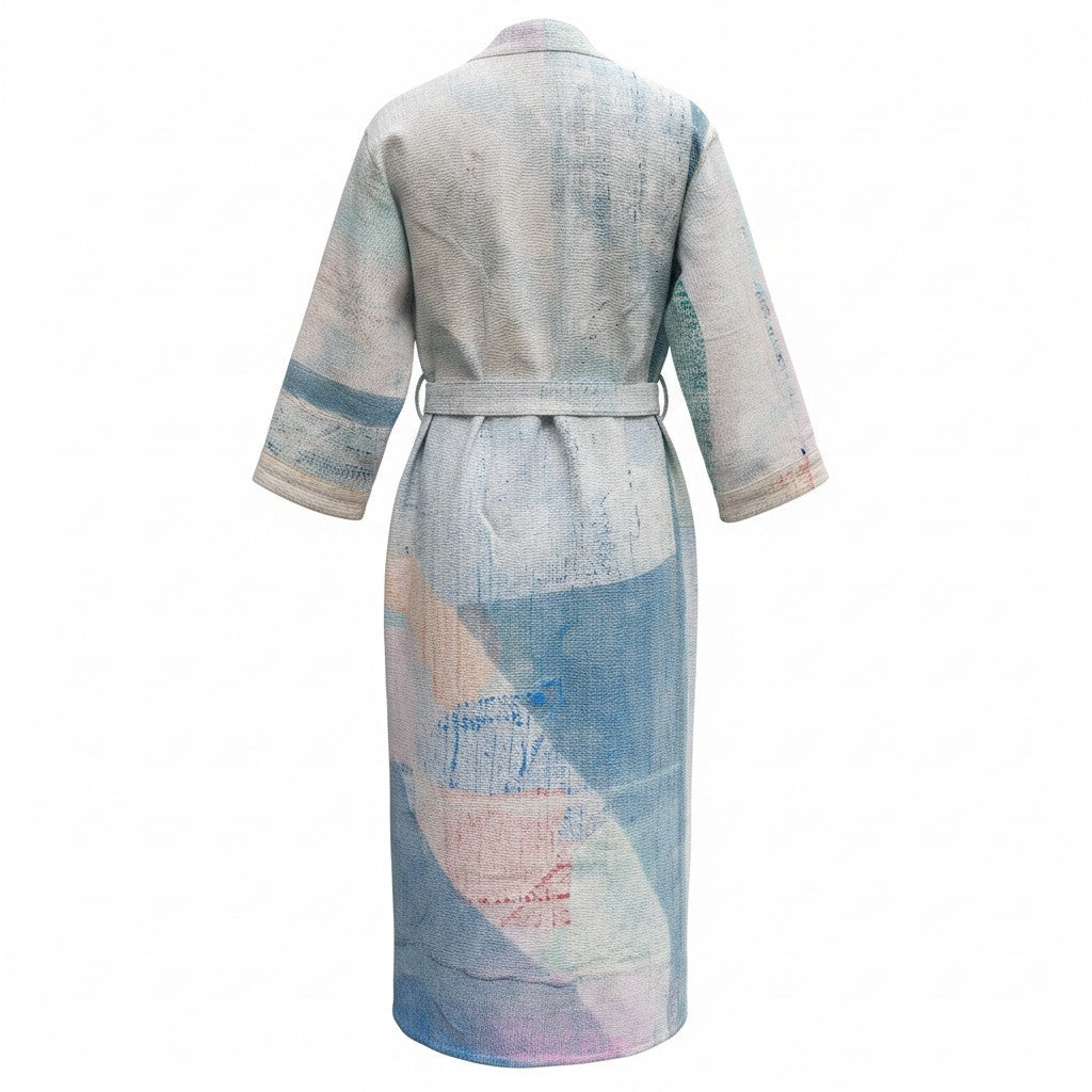 Kantha jas lang grijs, roze, turquoise